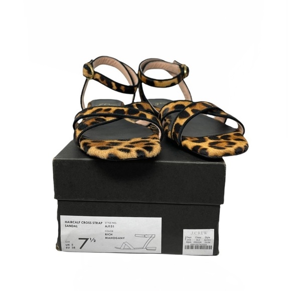 NWT J.Crew Abbie Cross-Strap Sandal in Leopard Calf Hair Leather Size 7.5 - Picture 5 of 9